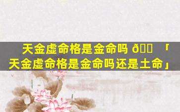 天金虚命格是金命吗 🐠 「天金虚命格是金命吗还是土命」